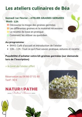 Atelier culinaire "Les graines germées" #Beaumont-de-Lomagne