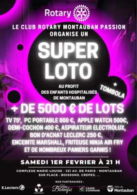 SUPER LOTO au profit des enfants hospitalisés de Montauban #Montauban